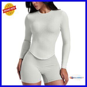 Slim Fit Long Sleeve Crop Top Workout Shirt Breathable Athletic Wear